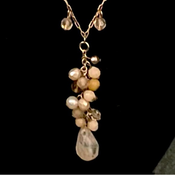 Pearl and Stone Cluster Necklace - Picture 2 of 4